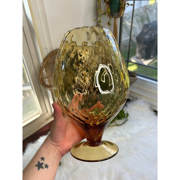 Empoli Large Vintage Amber glass snifter Italian Art Glass - Picture 4 of 5